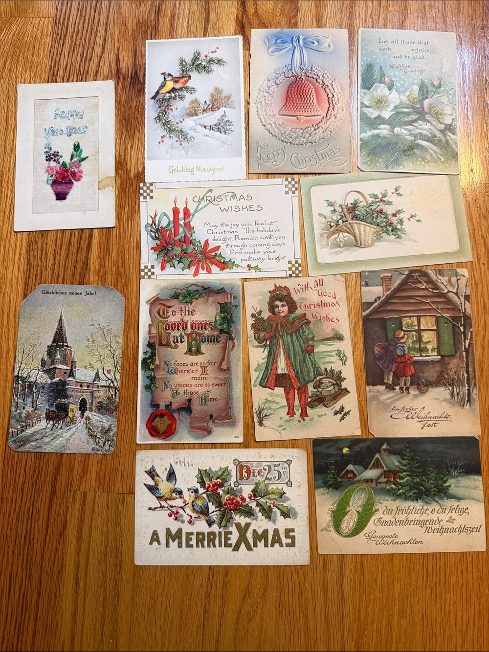 Vintage Holiday 12 postcards German from 1920’s scrapbooking DYI project